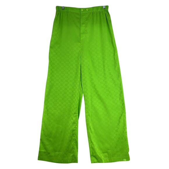 Savage x Fenty Mens Size S Pants Satin Lounge Pajama Monogram Jacquard Green - Picture 1 of 14
